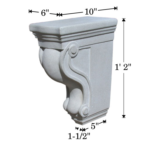 Cast Stone Bracket Photo with dimensions BR 355
