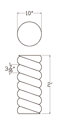 Cast Stone Column Drawing CL 10 Twist