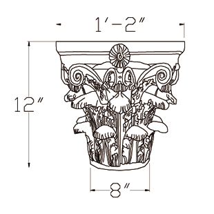 Cast Stone Corinthian Capital Drawing CL CC 8