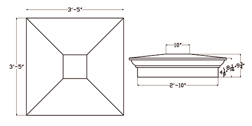 Cast Stone Pier Cap Drawing PC 521